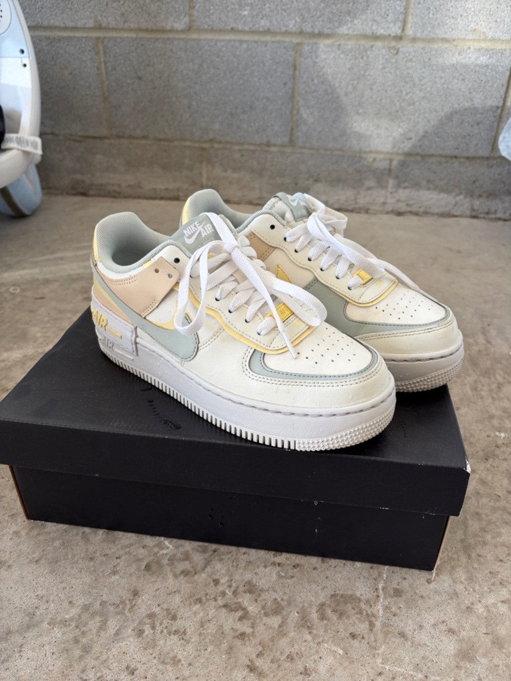 Nike Air Force 1 Low in Cream, Pale Yellow & Light Mint Green